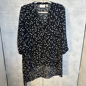 Chico‘s women’s blouse asymmetrical sheer polkadot feminine whimsigoth bohemian
